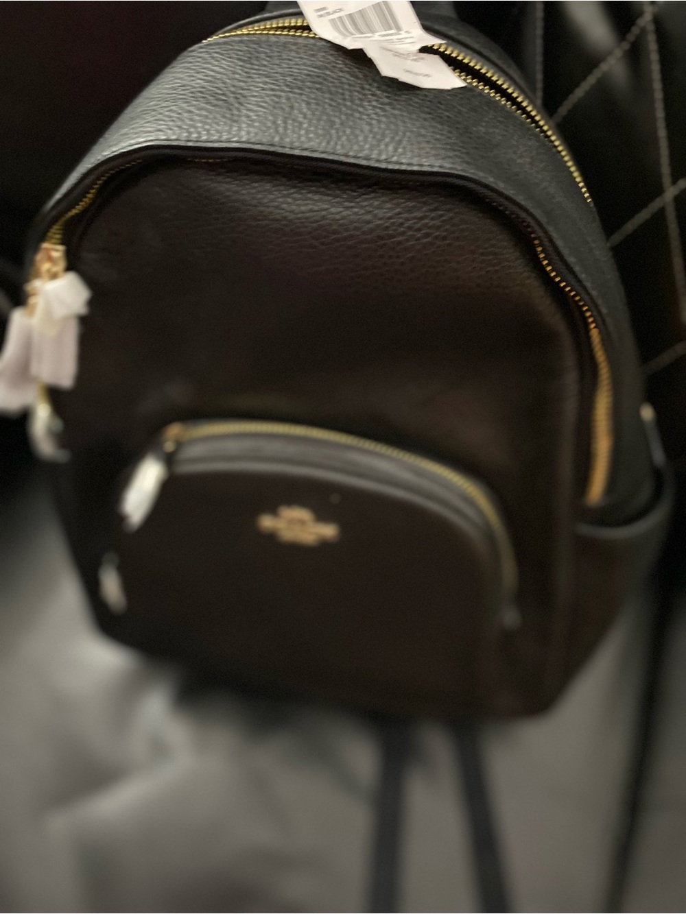 Coach Black Pebbled Leather Backpack with Gold Hardware